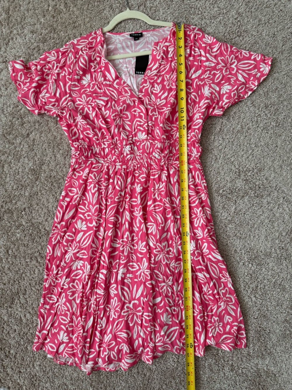 Torrid Mini Flutter Y Neck Elastic Waist Dress Floral Honeysuckle 00 M/L 10 NWT - Picture 11 of 16